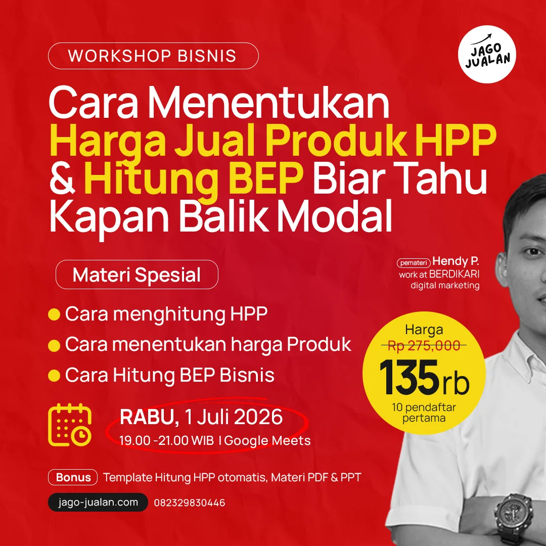 Workshop Bisnis Menentukan Harga Jual, HPP, dan BEP 1080x1080